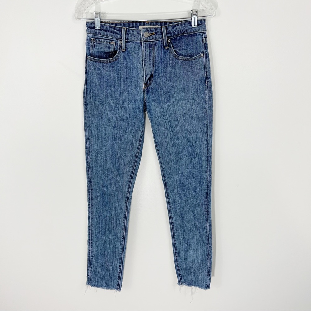 Levis 721 High Rise Skinny Jeans Raw Hem Size 27